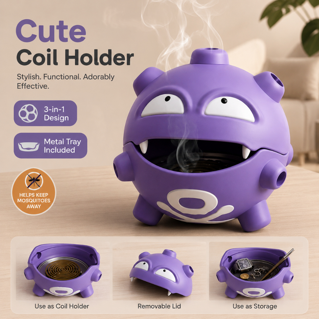 Cute Purple Katol Holder 3in1 Mosquito Coil Box Ash Tray With Metal ...