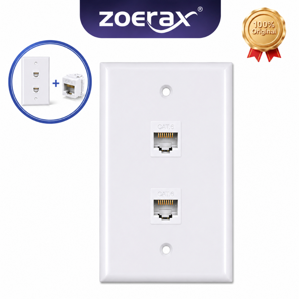 ZOERAX Cat6 Keystone Jack RJ45 Ethernet Wall Jack Toolless LAN Outlet ...