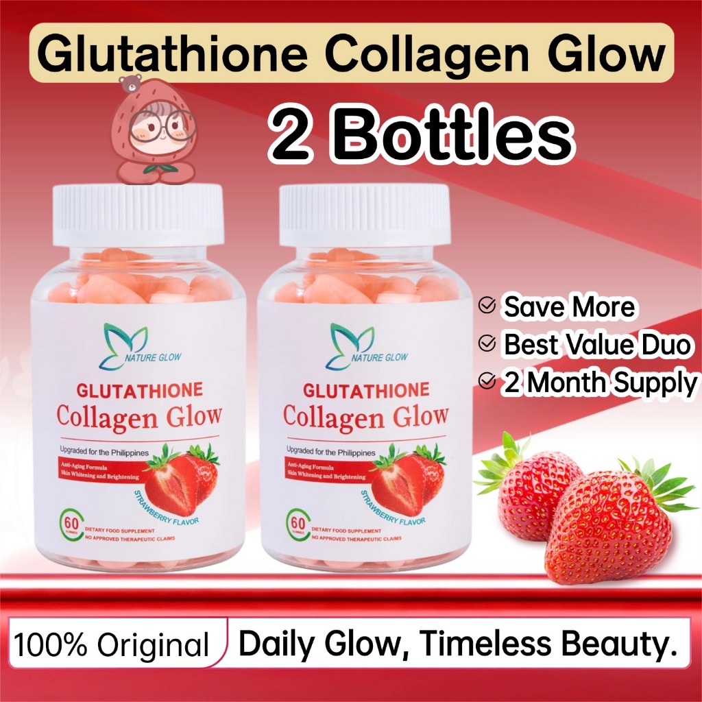 glutathione collagen glow philippines price NATURE Glow Gummies Anti-Aging Whitening Skin Collagen 60 Gummies Strawberry Before 348 each Now ‼️