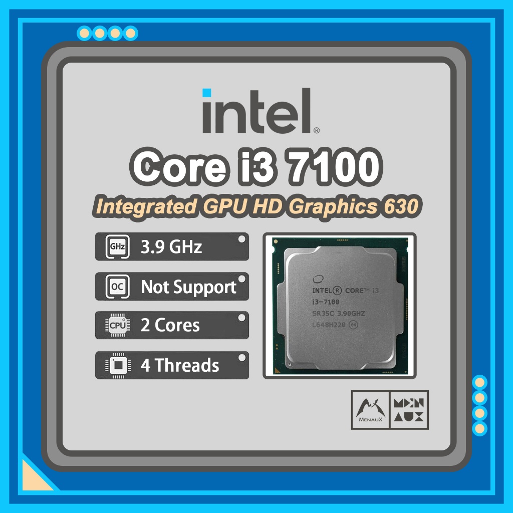 Intel 7th Gen Processor Core i3 7100 Desktop CPU LGA1151 2C4T 3.9