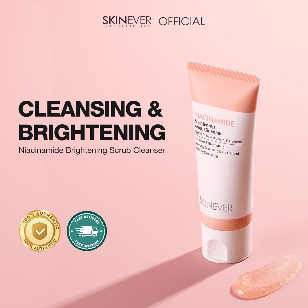 SKINEVER Niacinamide Scrub Cleanser Gently Exfoliates for Even Brighter ...