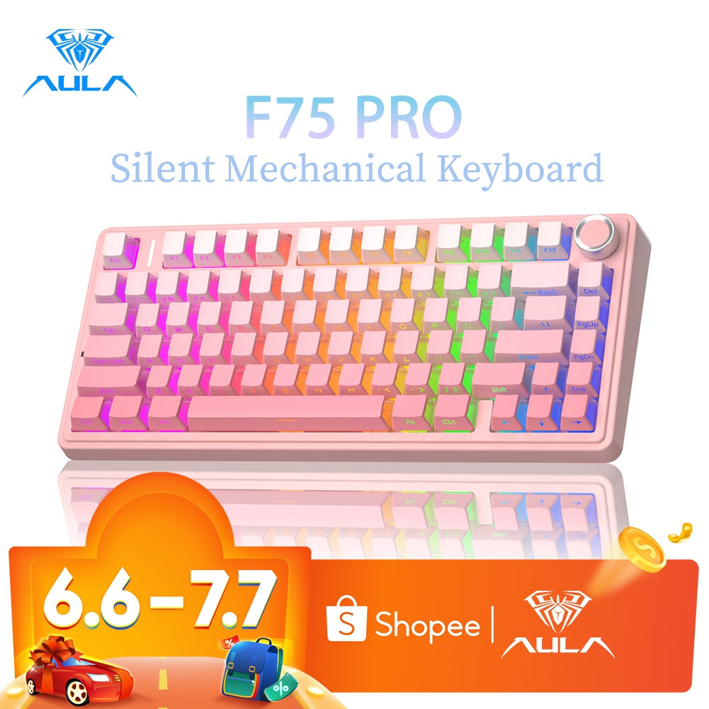 AULA F75 Pro Sillent Mechanical Keyboard 75% 80 Key Tri-Mode RGB Hot ...