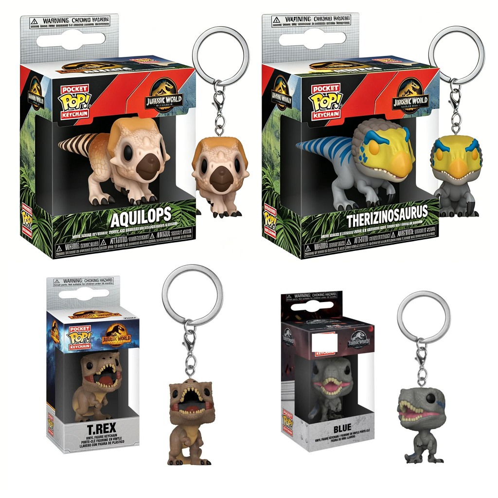 Funko pop Jurassic Park T.Rex blue velociraptor keychain Car