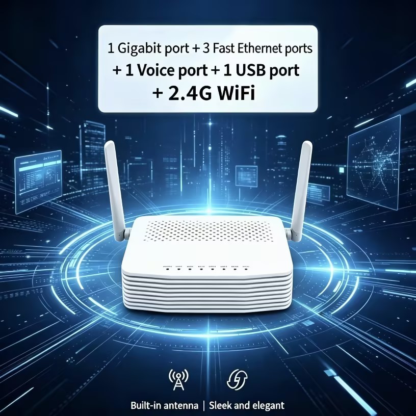 GS3101 XPON ONU Modem Gigabit 1GE+3FE VoIP USB 2.4G wifi Router Fiber ...