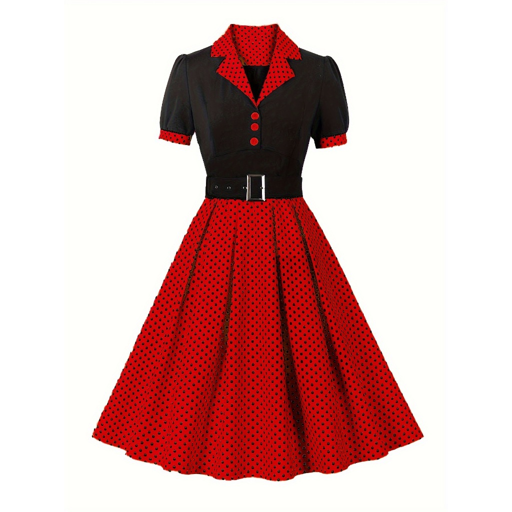 Fashion Summer Vintage Casual Women's Dress Elegant Polka Dot Retro 1950s  Style Dresses | Shopee Philippines