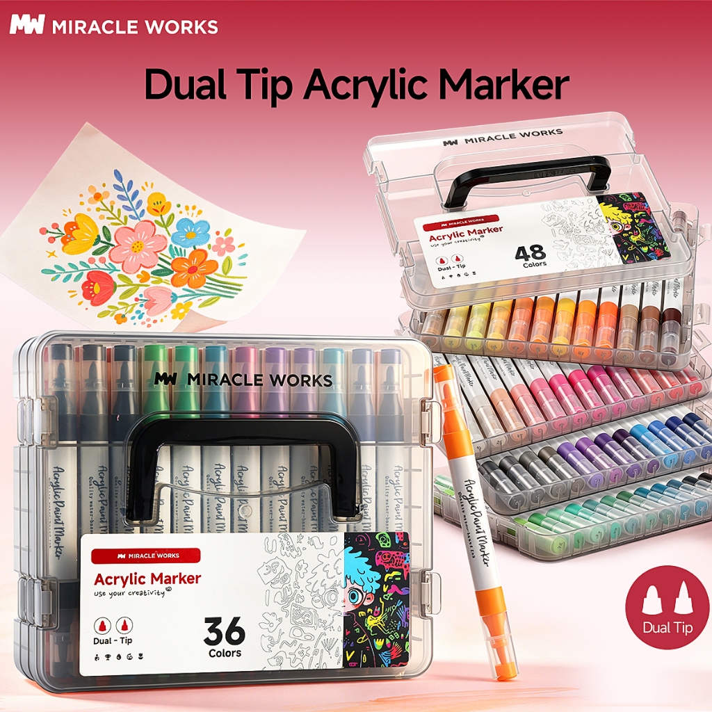 Dual-Tip Acrylic Marker Pen Set - Available in Multiple Color | Shopee ...