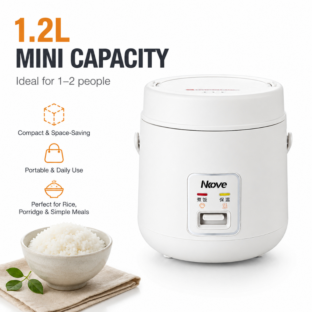 NKOVE 1.2LMini Rice Cooker 200w Portable 1-2 Person Multifunctional ...