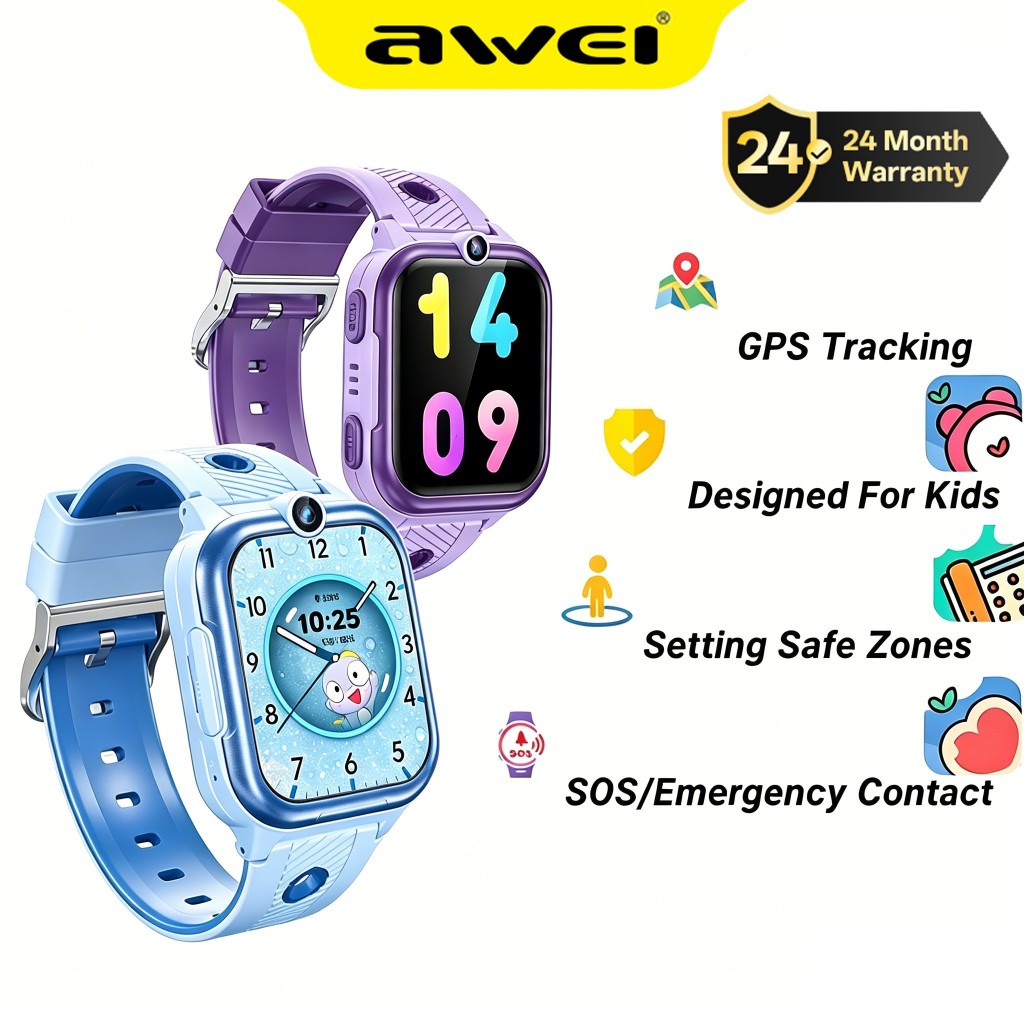 Awei H29/30 Kids Smartwatch Built-in SIM Card Slot GPS Tracker Video ...