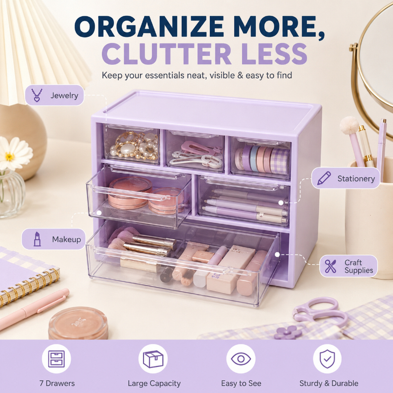 VVANCOOL Desk Storage Organizer Stackable Desktop Craft Drawer Cabinet ...