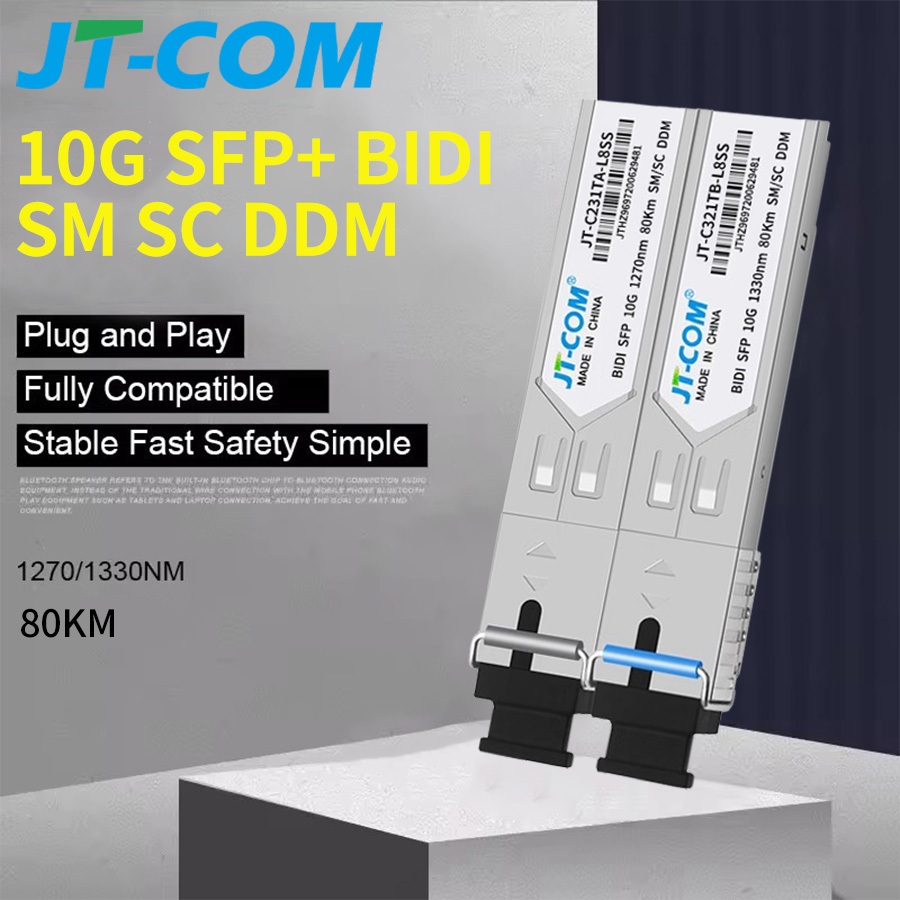 JT-COM 10G (BIDI SC) Single Mode Single Fiber 80KM Optical Module 1270 ...