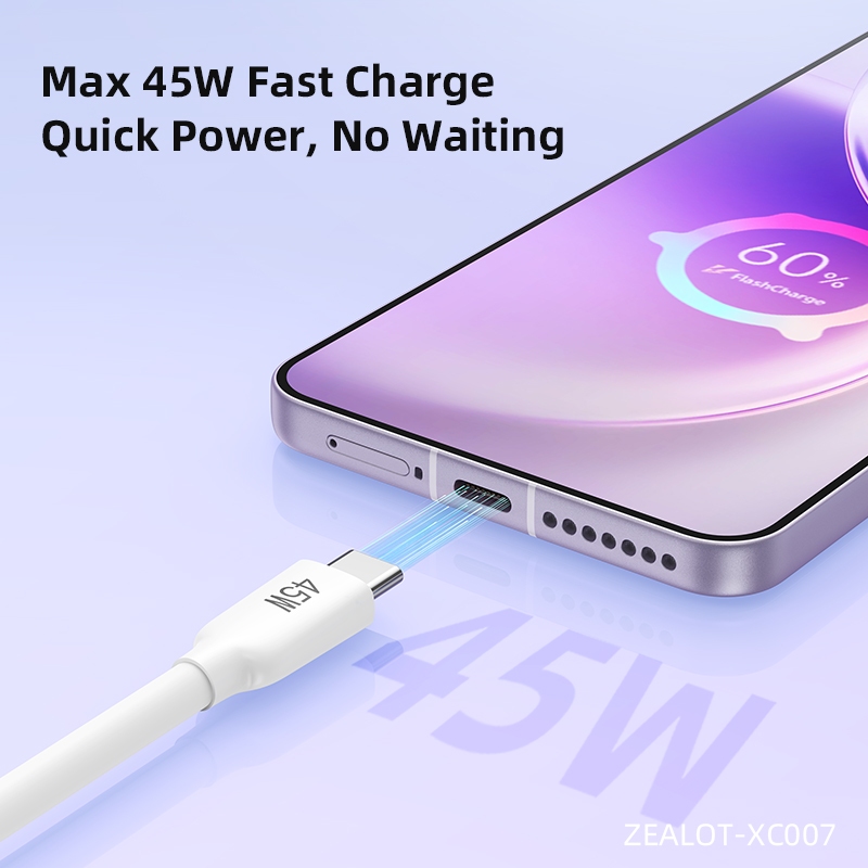 ZEALOT XC007 USB-C to USB-C Fast Charging Cable 3A 45W Silicone Durable  Nylon Braided 1M Heavy Duty Data Cable | Shopee Philippines