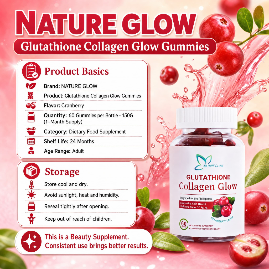 glutathione collagen glow price in philippines Nature Glow Gummies Original 60 Strawberry Collagen Gummies Skin Whitening Glutathione Collagen Gummies, Glutathione Collagen