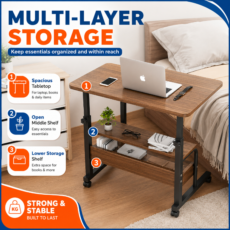 Adjustable table Portable Standing Computer Laptop Table Movable Study ...