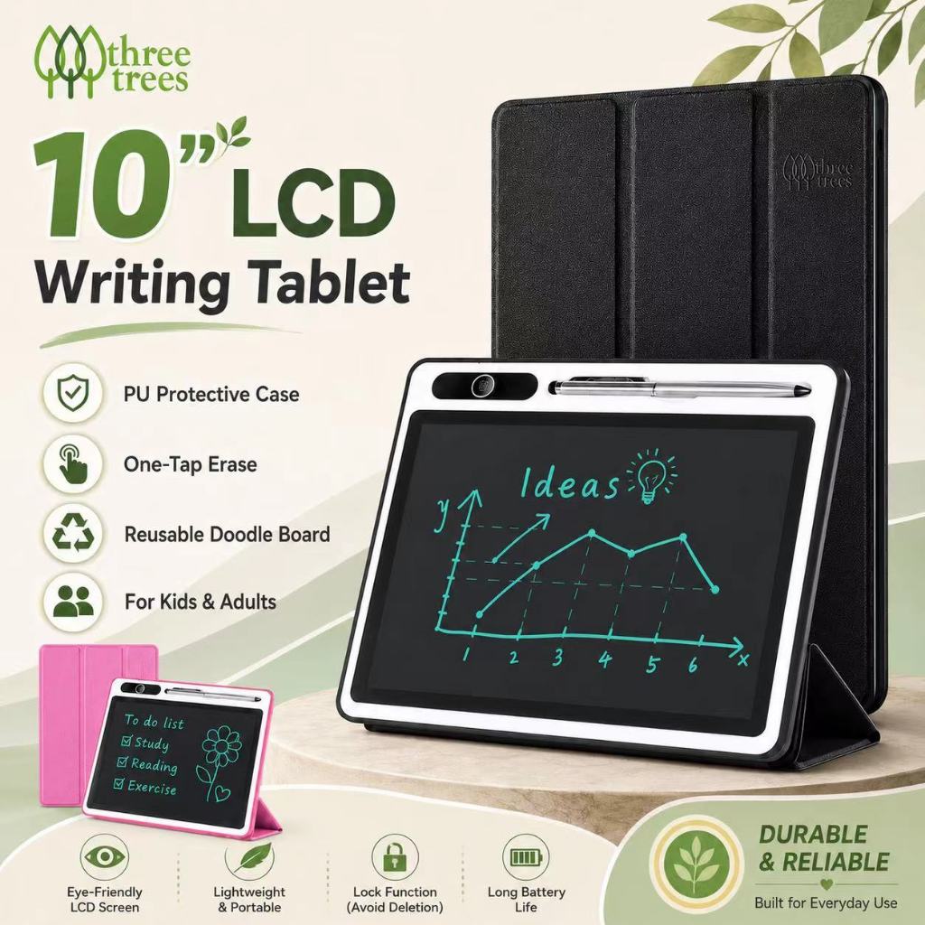 10 Inch LCD Writing Tablet with PU Protective Case | Reusable Doodle ...