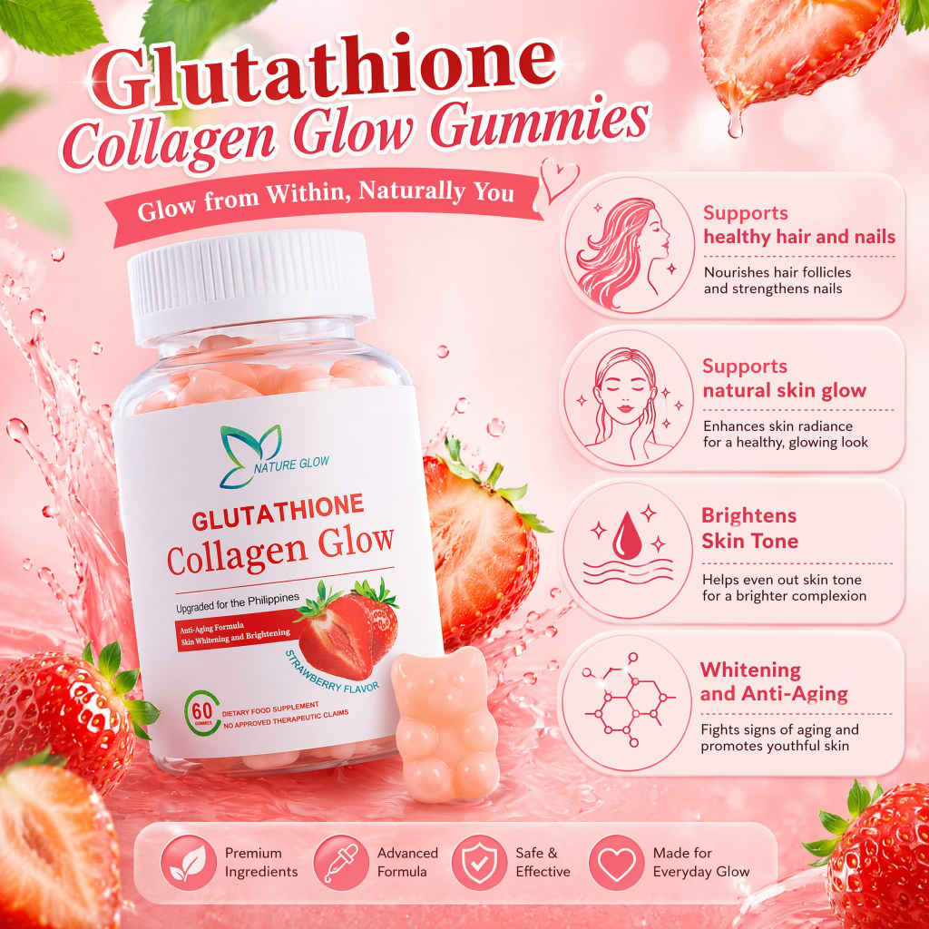 FDA Approved】Nature Glow Glutathione Collagen Gummies Whitening Supports Overall Skin Health Maintains a Smooth and Youthful Appearance Collagen Supplement