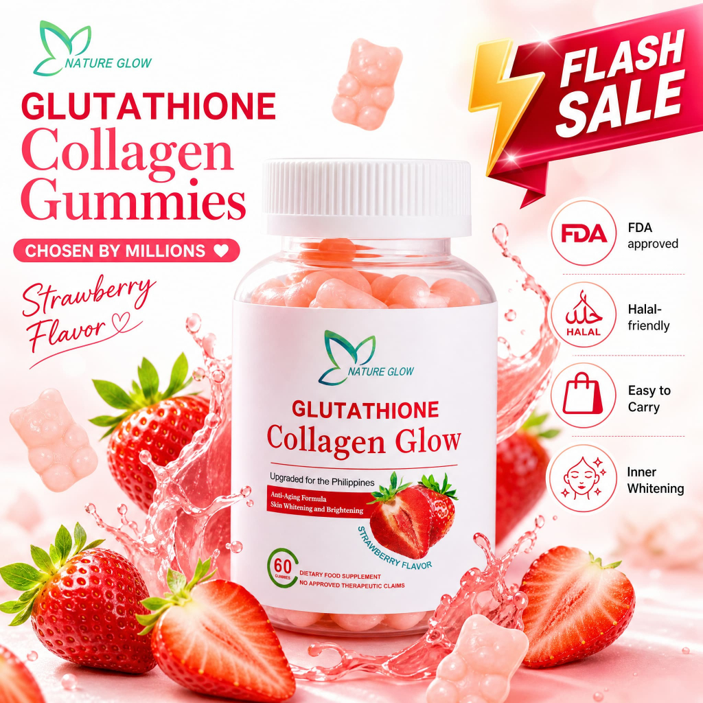 nature glow glutathione collagen glow fda approved - Strawberry Flavor, 60 Chewable Gummies Nature Glow Glutathione Collagen Glow