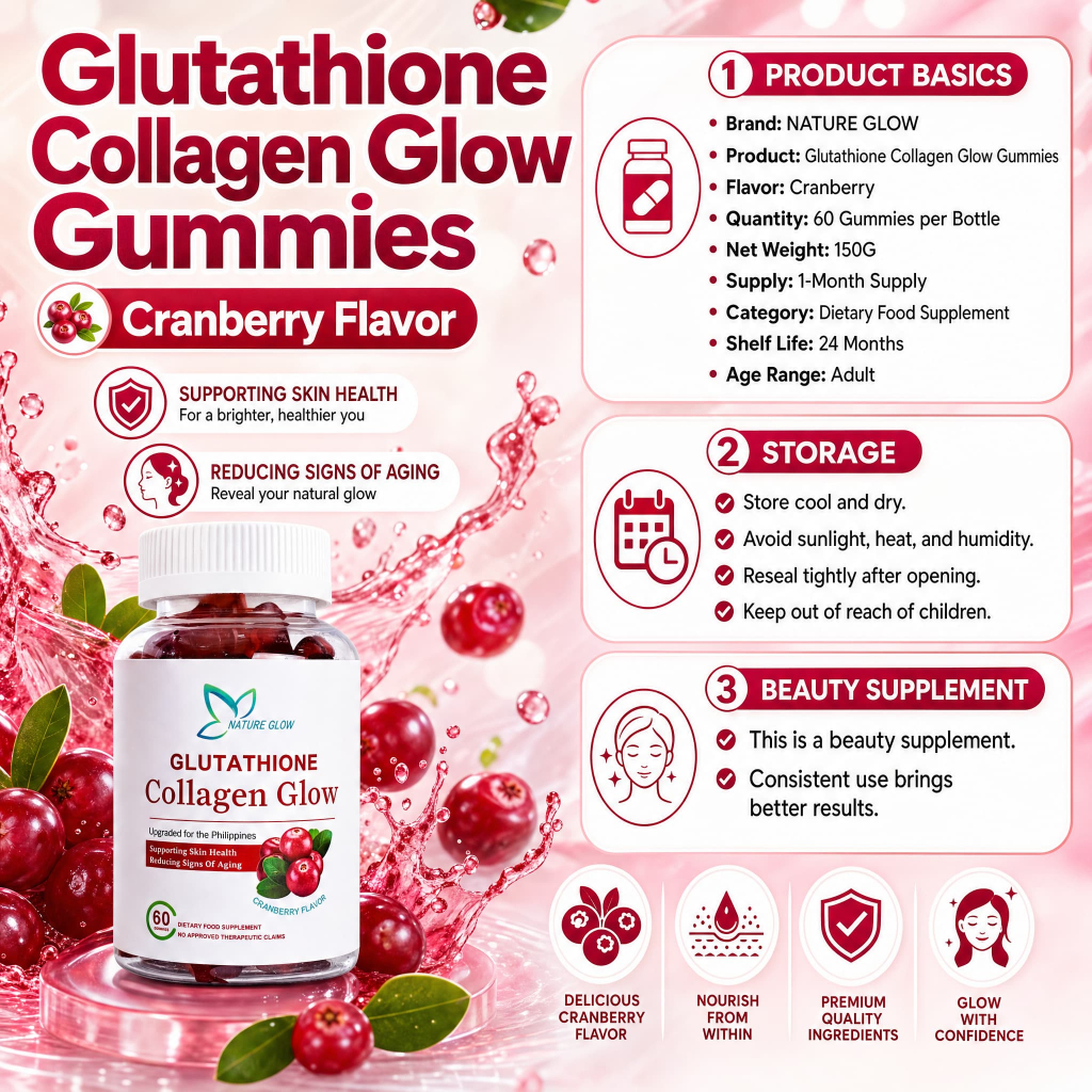 Nature Glow Glutathione Collagen Glow Gummies FDA Approved Whitening Anti-Aging Hydrates & Brightens Skin Comfort Skin Repair Overall Wellness Beauty 