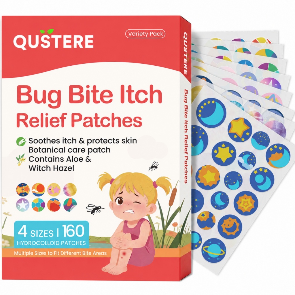 QUSTERE Bug Bite Itch Relief Patches 160pcs | Hydrocolloid Mosquito ...