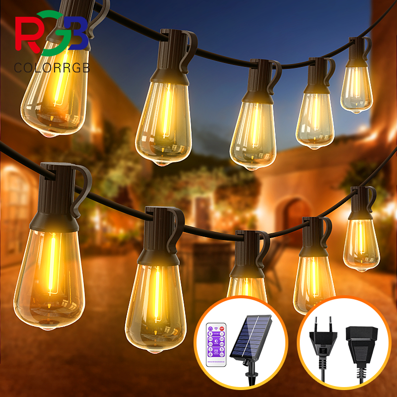 G40/ST38 Solar String Lights LED Outdoor IP65 Waterproof Garden/Patio ...