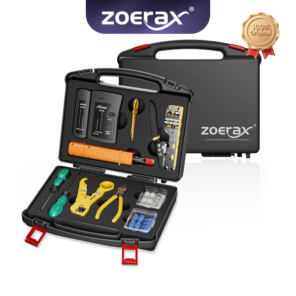 ZOERAX RJ45 Pass Through Crimping Tool Kit with LAN Cable Tester ...