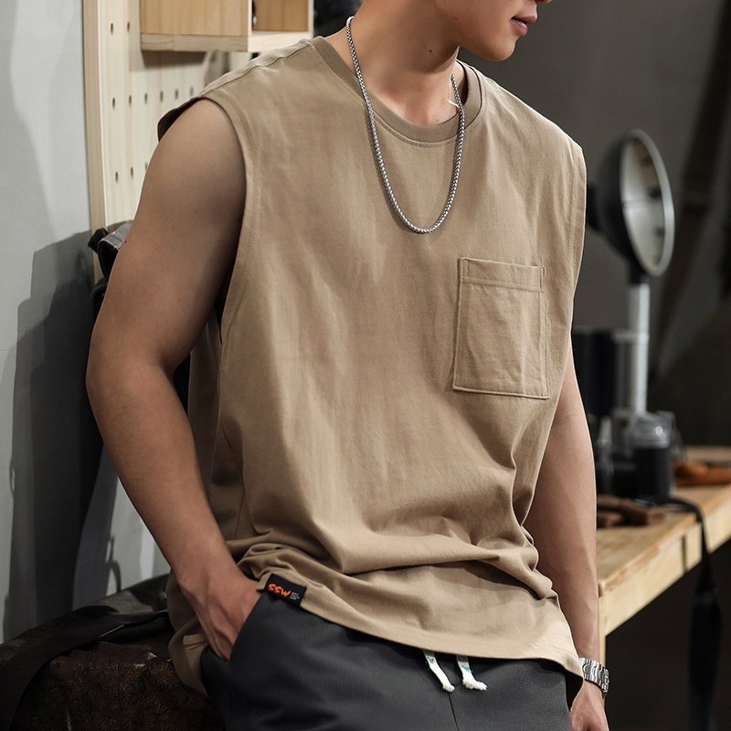 Men's Pocket Tank Top Streetwear Casual Sleeveless Shirt Oversized ...