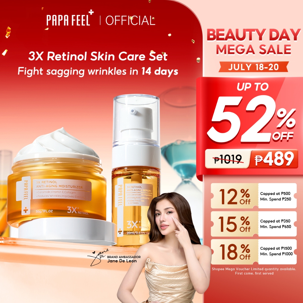PAPA FEEL Anti Aging Set 3X Retinol Serum+Cream bright Anti