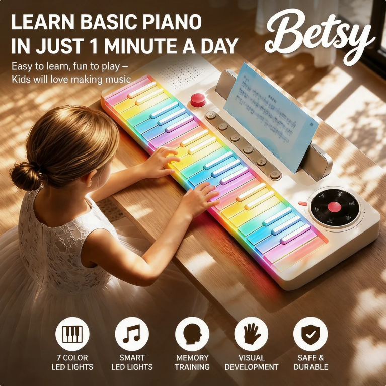 BETSY 37 Keys Electronic Keyboard Piano for Kids, Rainbow Toy Piano ...