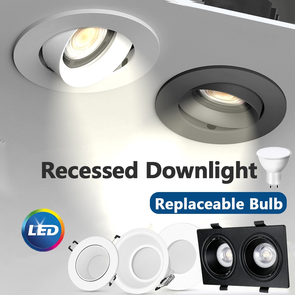 LED Downlight 3 Colors Recessed Celling Light GU10 Replaceable Bulb ...