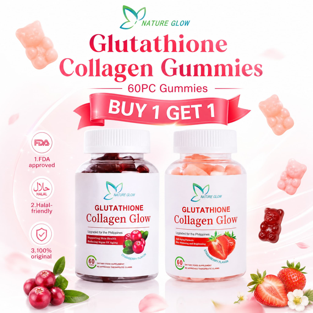 NATURE GLOW Glutathione Collagen Glow Whitening Skin Anti-Aging With Collagen Vitamin 60 Gummies