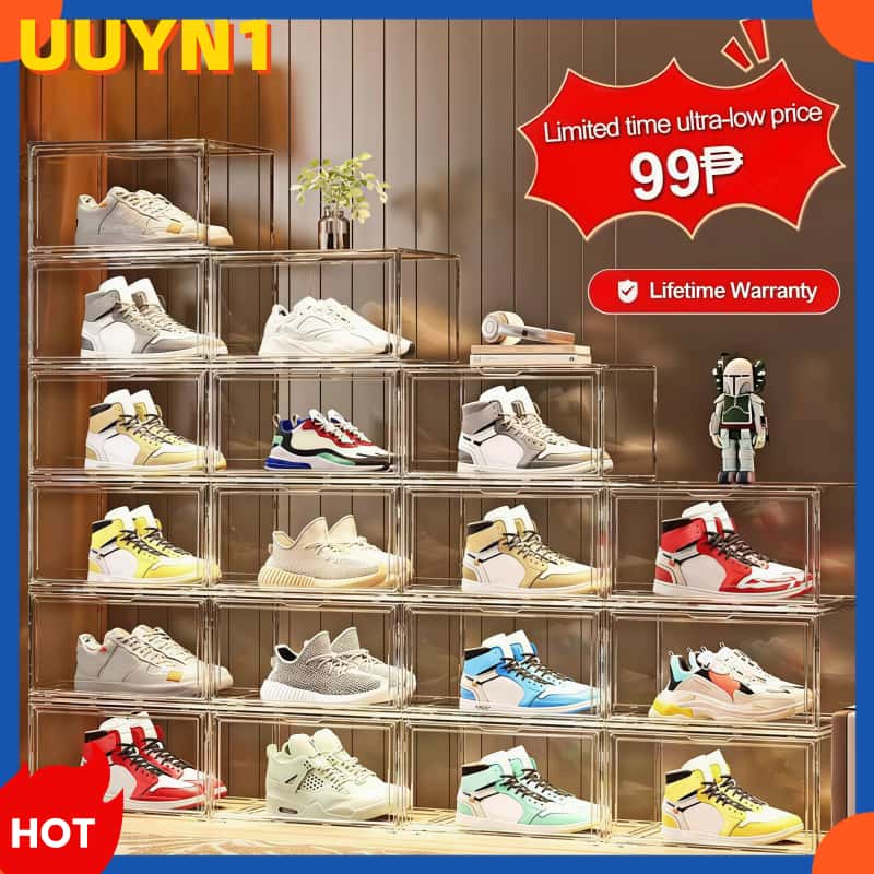 【UUYN1】Acrylic Shoe Box Stackable Magnetic Shoe Rack Transparent ...