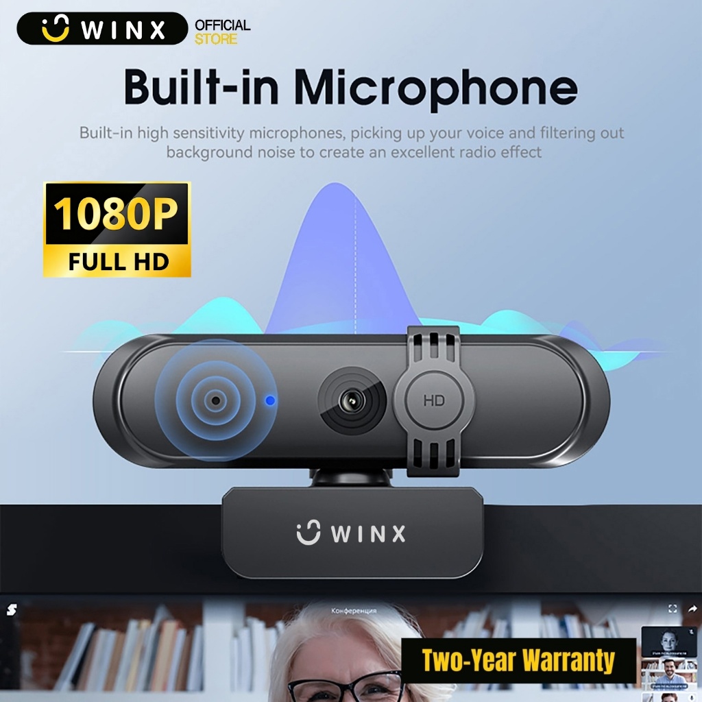 【2-Year Warranty】WINX 1080P 30Fps Ultra HD Webcam Wth Privacy Cover and ...
