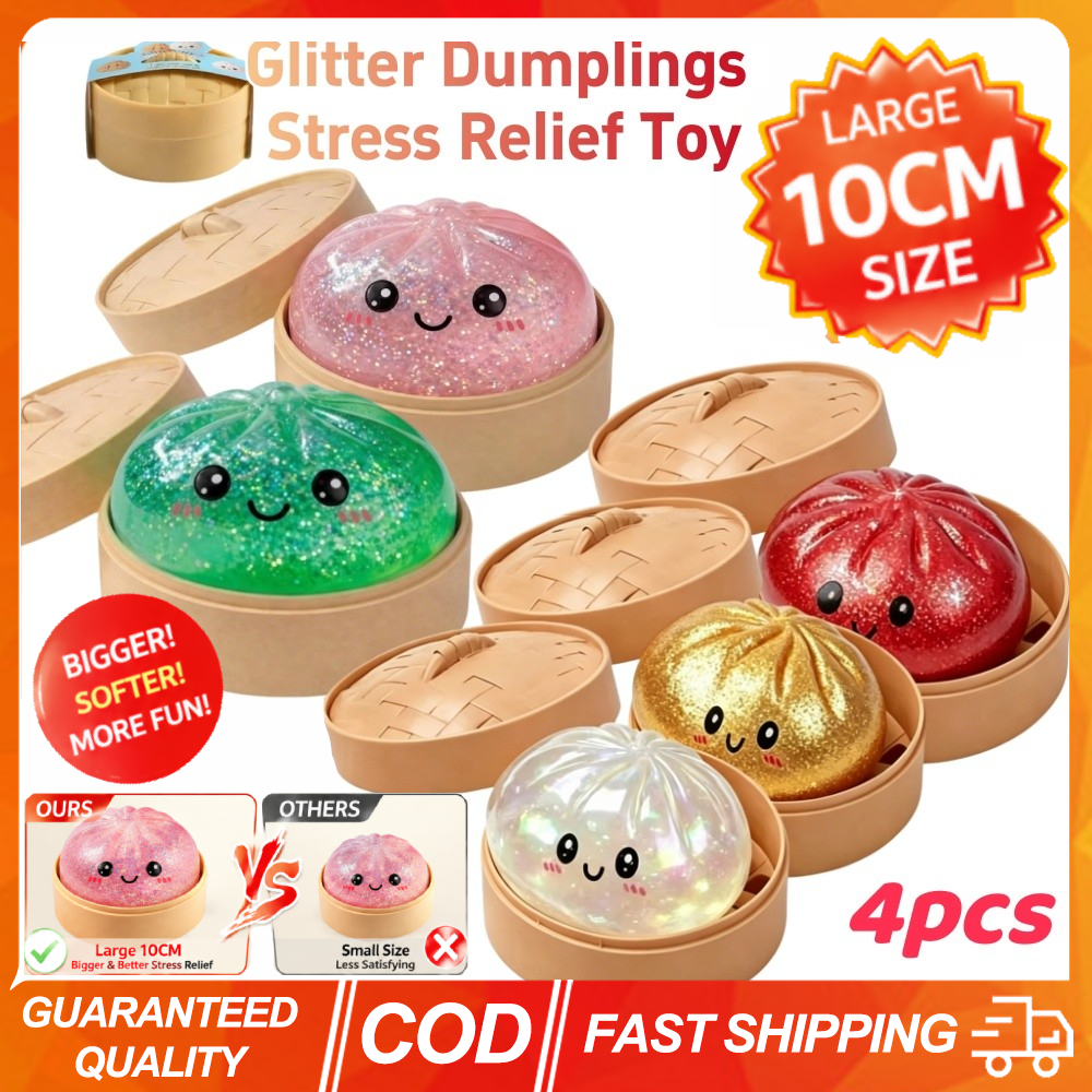 (Local Shipment) 4PCS Large 10CM Squishy Glitter Dumplings Stress ...