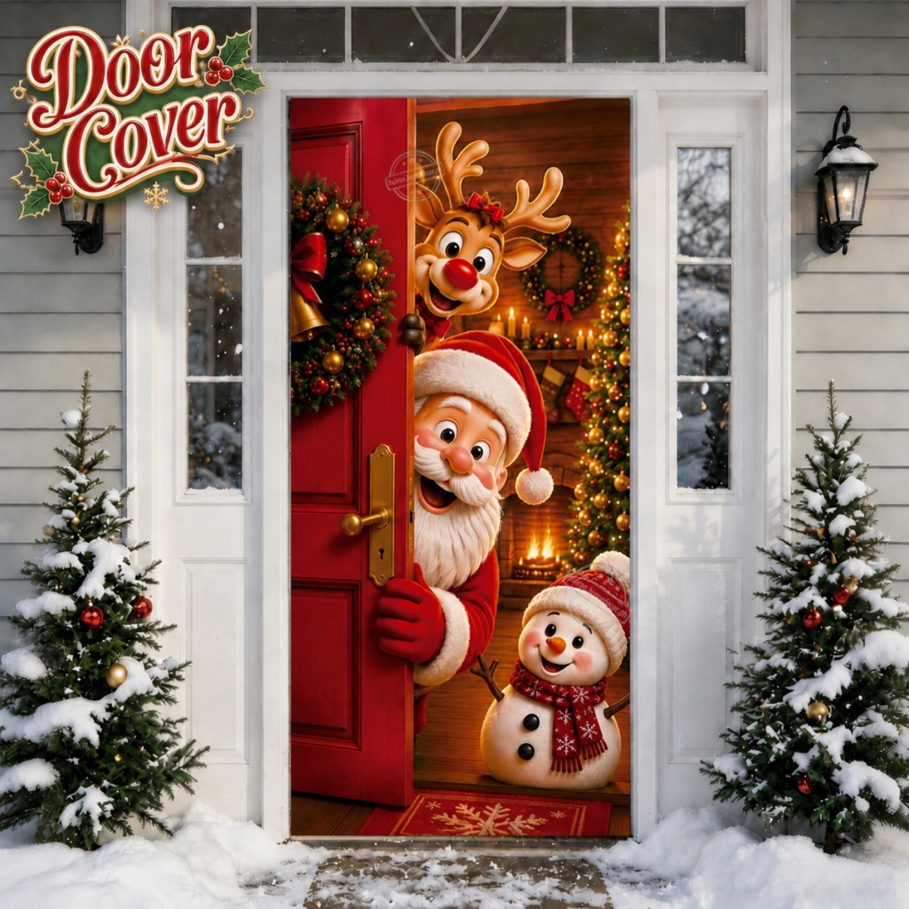 【Original Design】2.1*0.9m Christmas Door Cover Santa Claus Backdrop ...