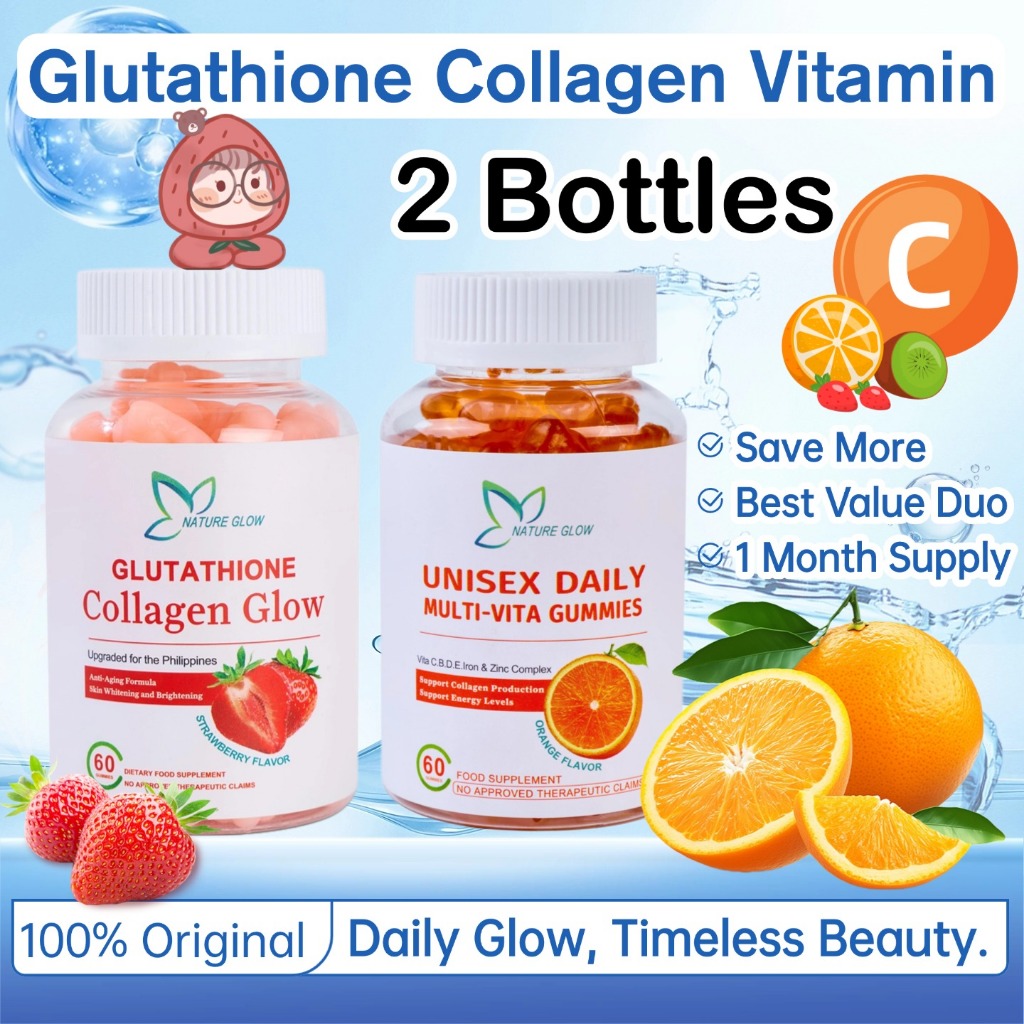 Nature Glow Glutathione Collagen Glow Gummies Original Anti-Aging Whitening Skin Trawberry Flavor