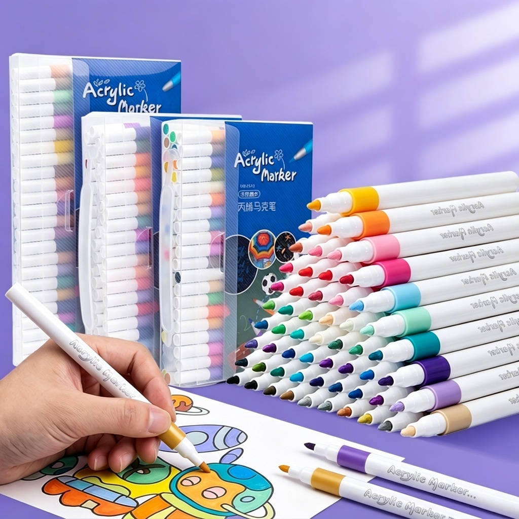 120 Colors Acrylic Marker Pen Set Colored Pen Highlight Marker Office ...