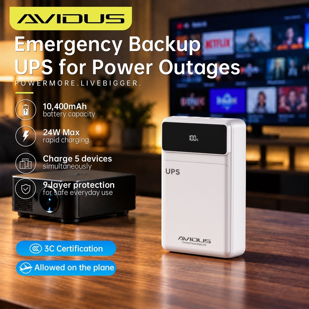 AVIDUS S110T Mini UPS 10400mAh Power Bank 24W Fast Charging 5‑Port ...
