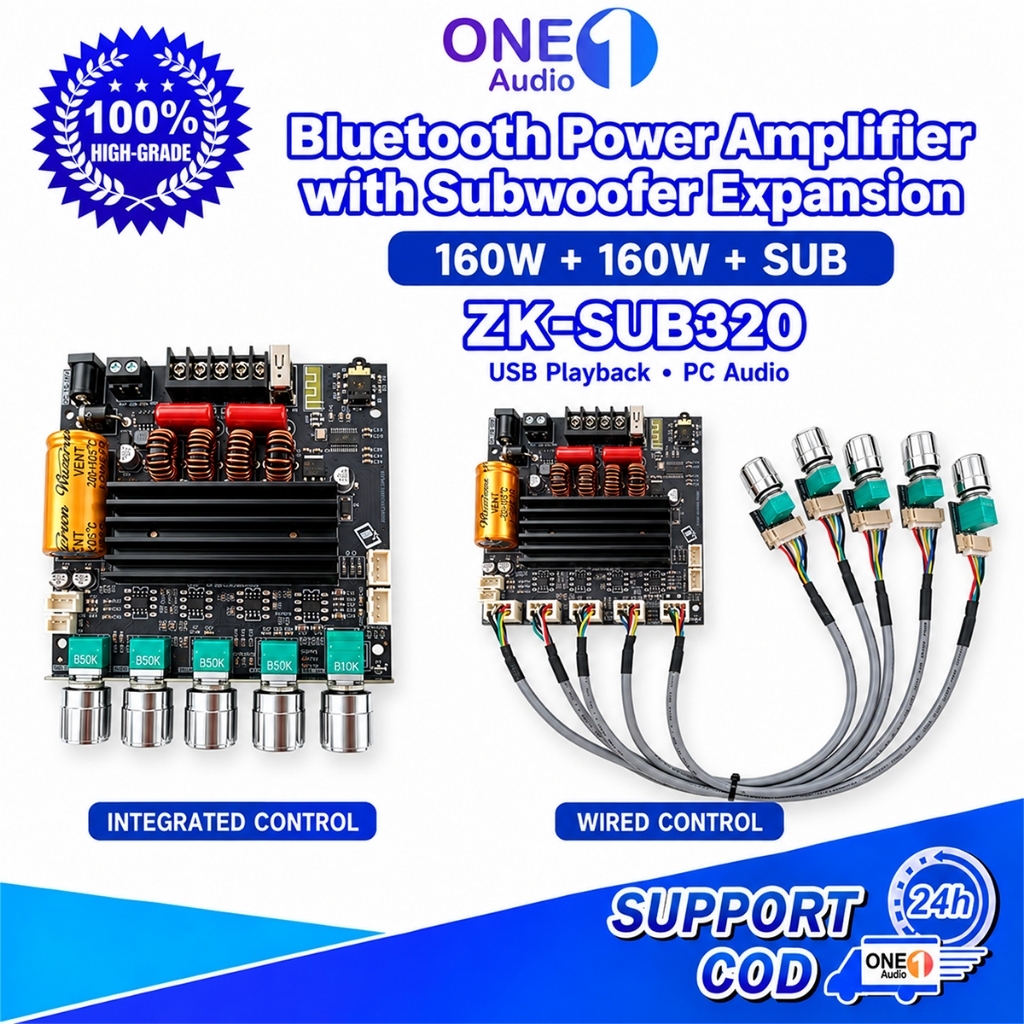 OneAudio Wuzervon ZK-SUB320 Bluetooth 5.1 2x160W Power Amplifier Board ...
