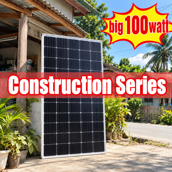 [Construction/Outdoor Grade] 100W 18V Solar Panel – Large Format, High ...