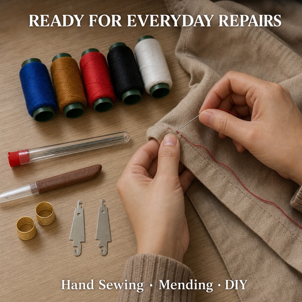 34PCS Large Eye Hand Sewing Needle Set 5 Sizes with Storage Case ...
