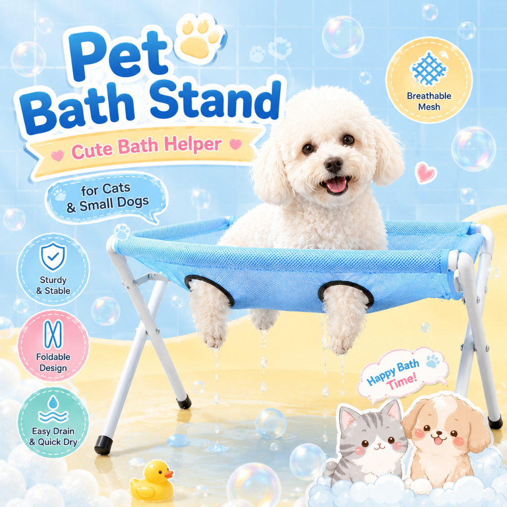 Dog Cat Bathing Stand Foldable Pet Grooming Table Breathable Mesh Quick ...