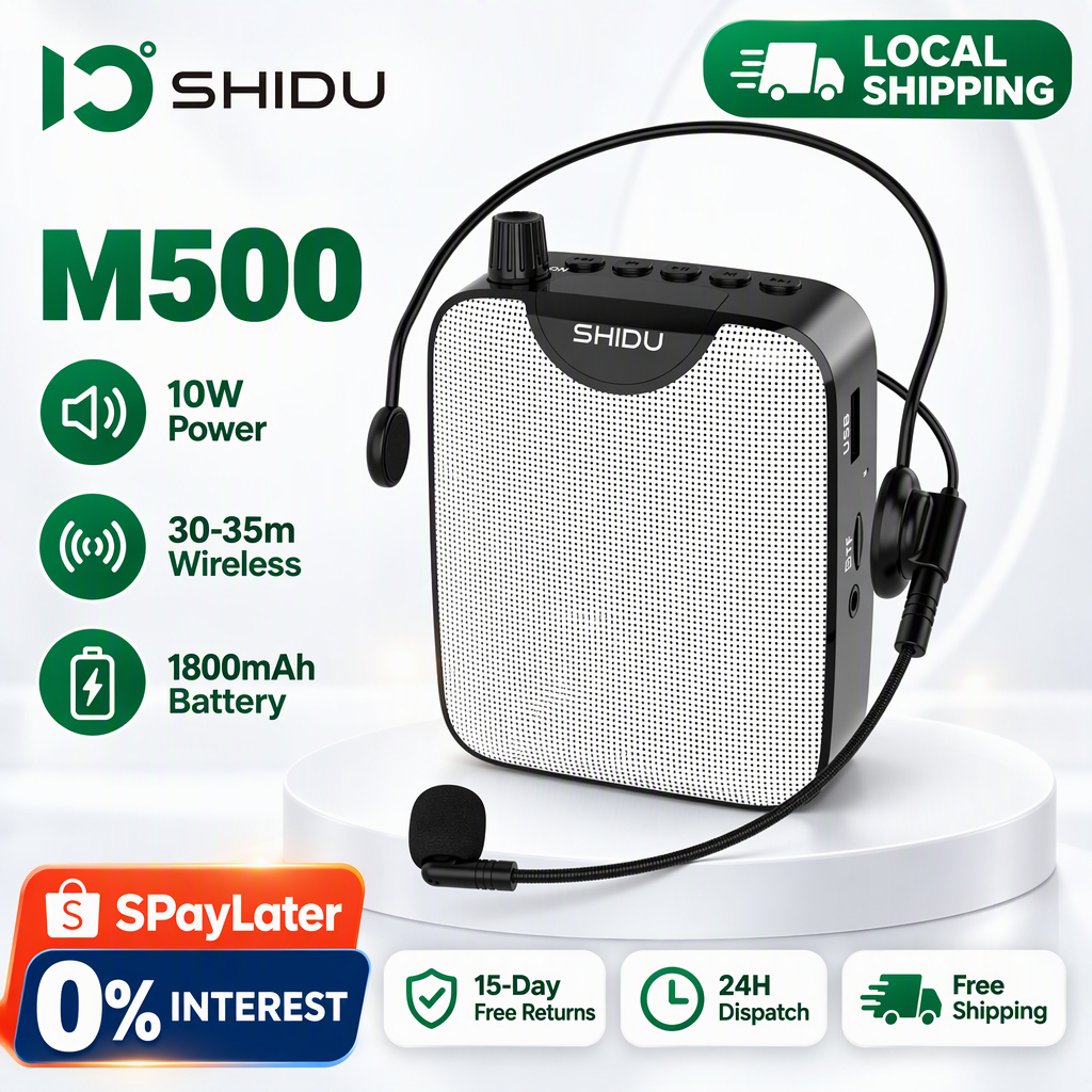 SHIDU M500 10W Portable Voice Amplifier Wired Lavalier Microphone ...