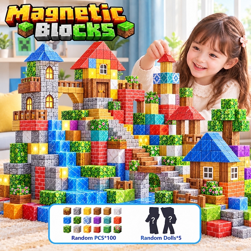 100 PCS Magnetic Block Minecraft Magnetic Building Blocks DIY Cube ...