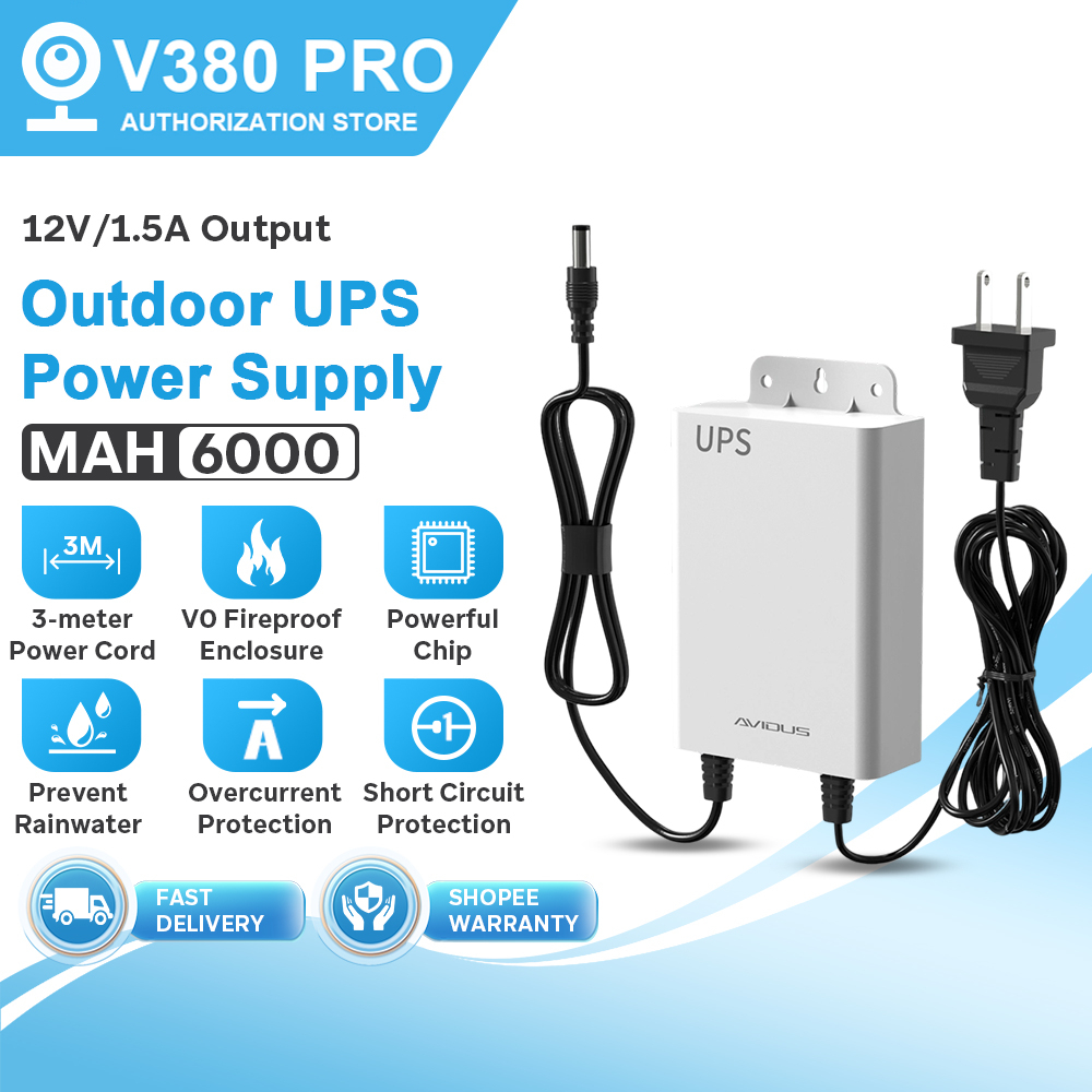 V380 PRO 12V 1.5A Mini UPS 6000mAh Power Supply For WiFi Modem Router ...
