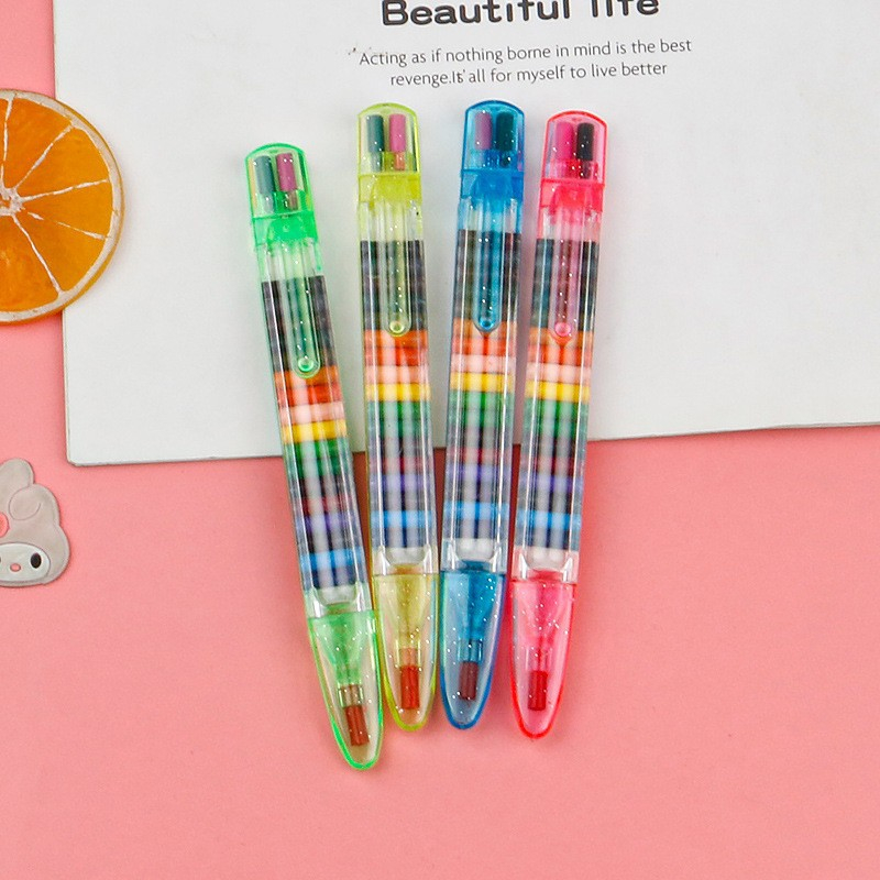 Stackable 20 in 1 Stacking Point Crayons Rainbow Glitter Crayon For ...