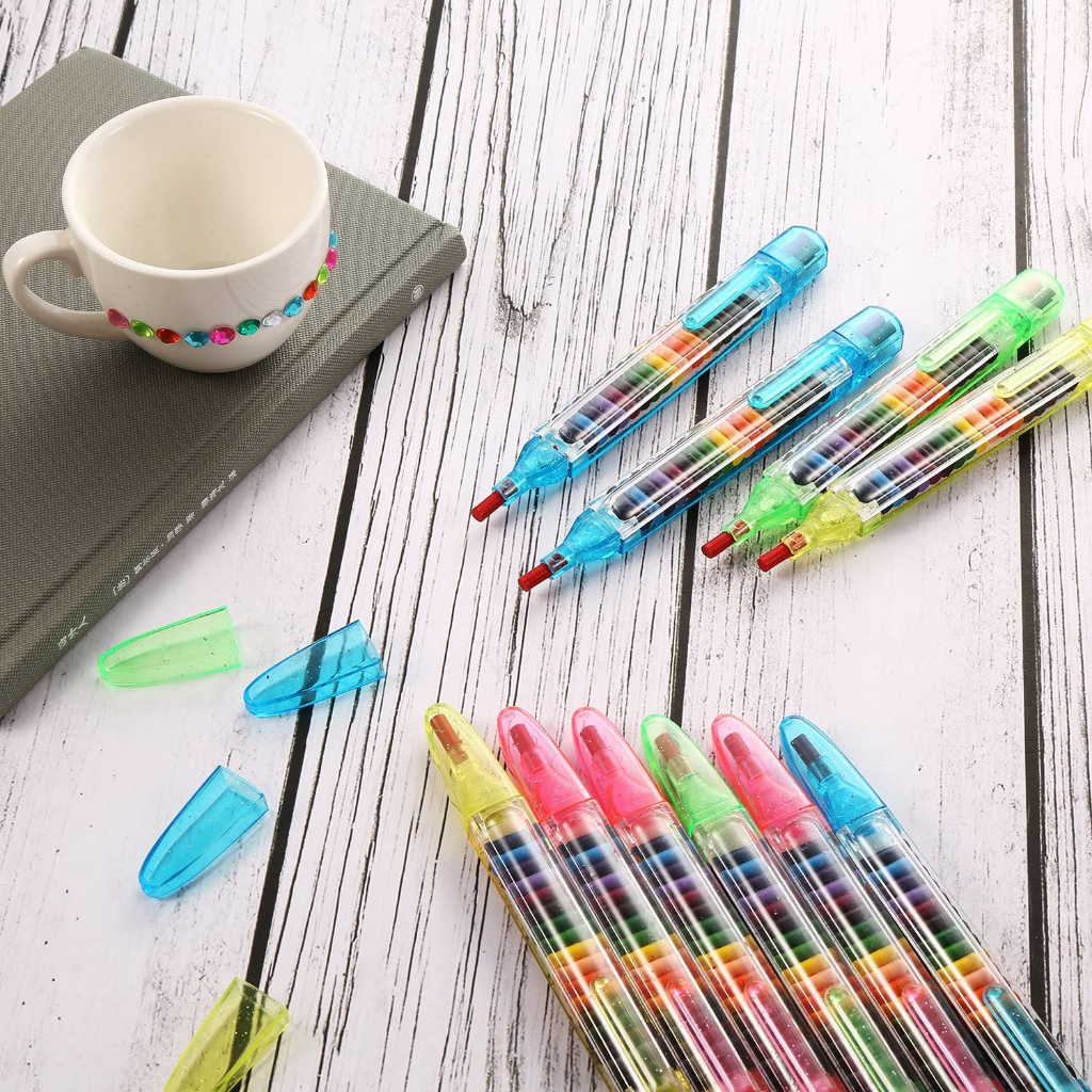 Stackable 20 in 1 Stacking Point Crayons Rainbow Glitter Crayon For ...