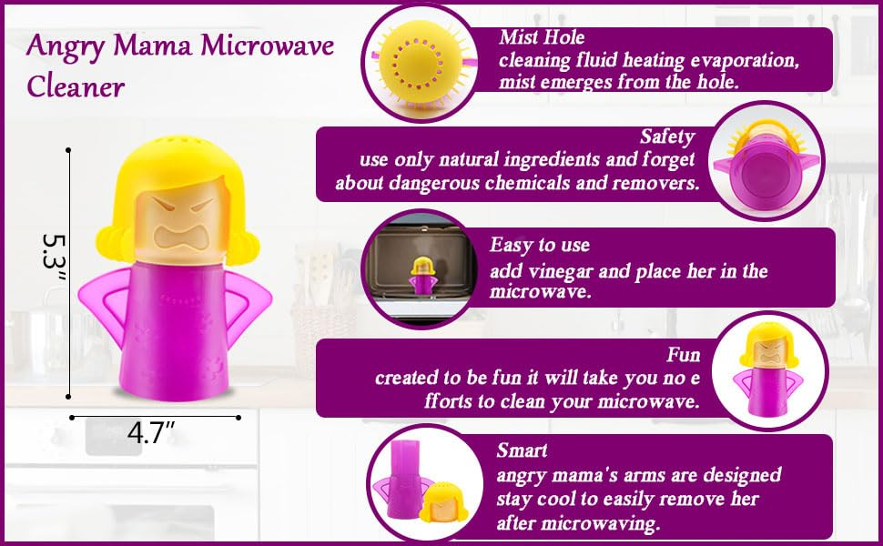1pc/2pcs Angry Mama Microwave Cleaner Angry Mom Microwave Oven Steam