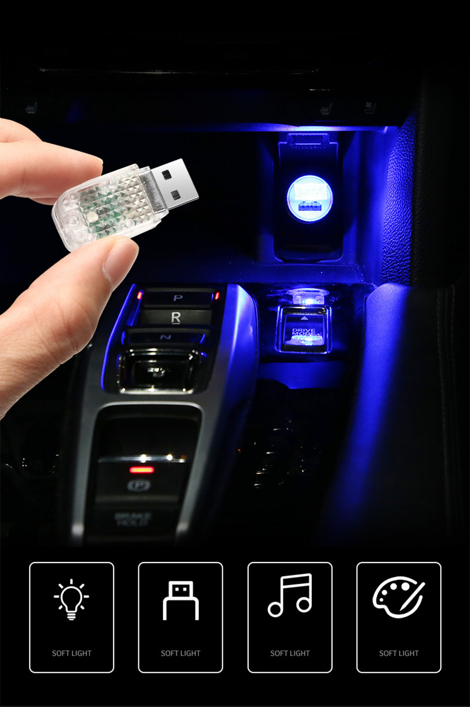 Mini LED USB Car Interior Light Neon Atmosphere Ambient Lamp Accessories Decor | UK