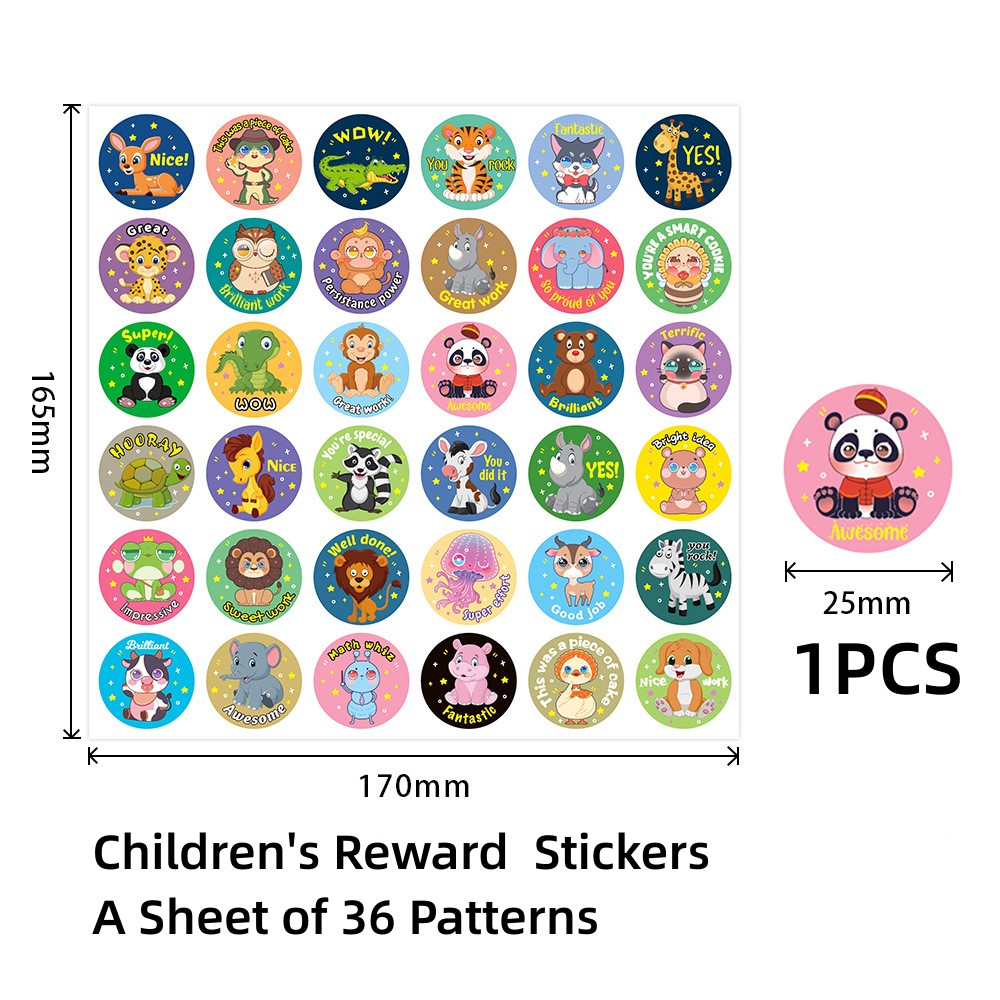 1 sheet children's reward stickers animals cartoon classic toys school ...