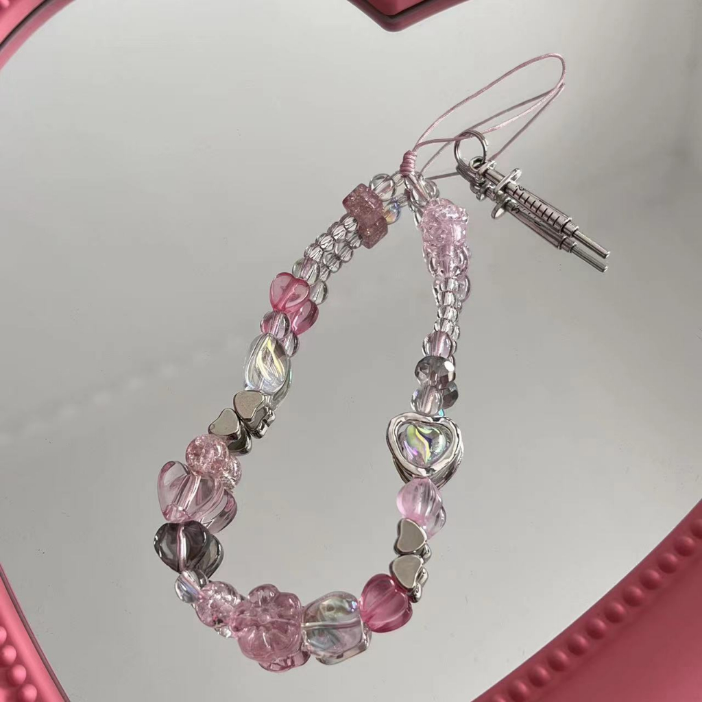 Sweet Asian Style Y2K Original Mobile Phone Chain Pink ccd Lanyard ...