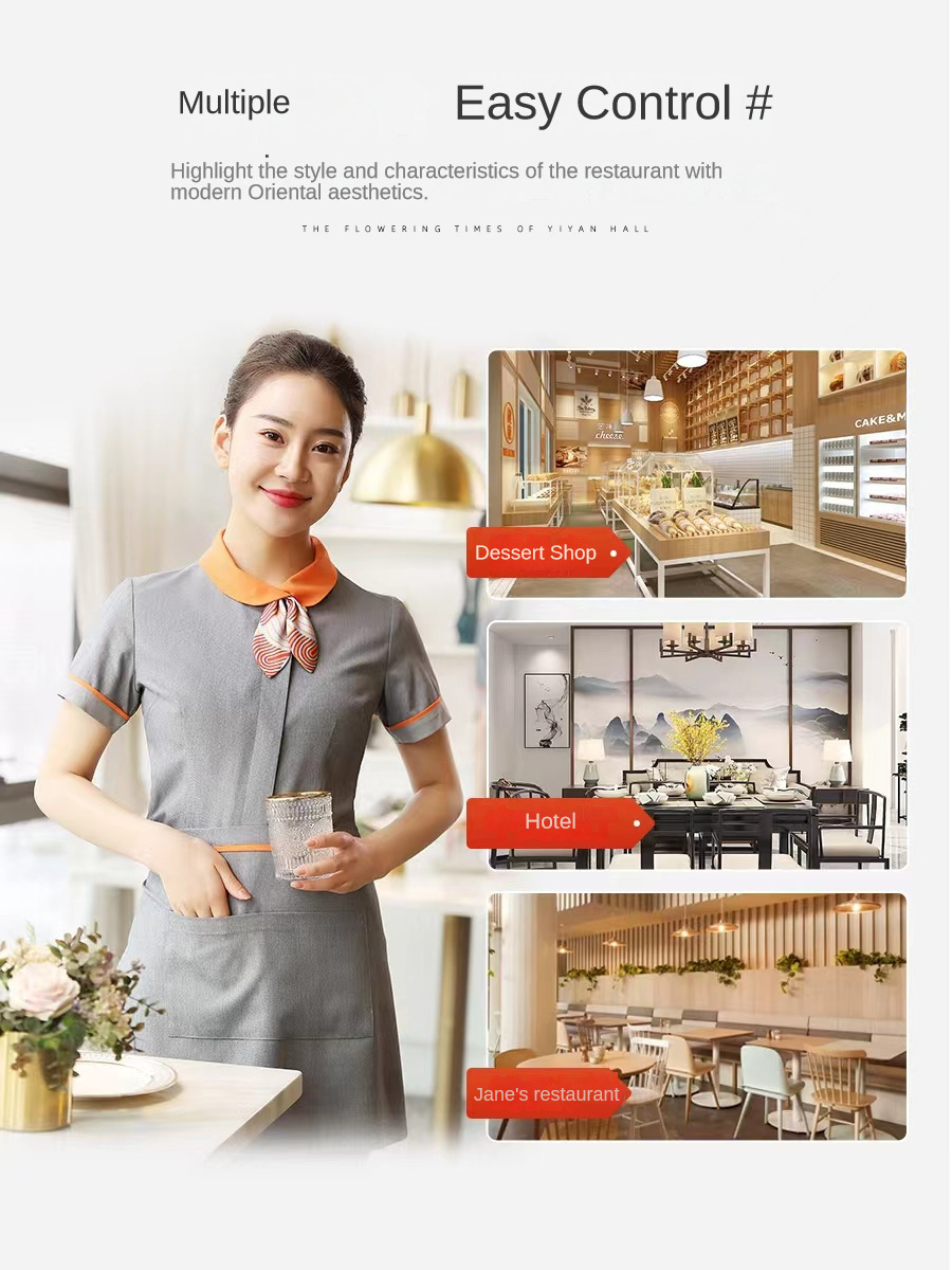Ready Stock Catering work clothes short-sleeved female hotel western ...